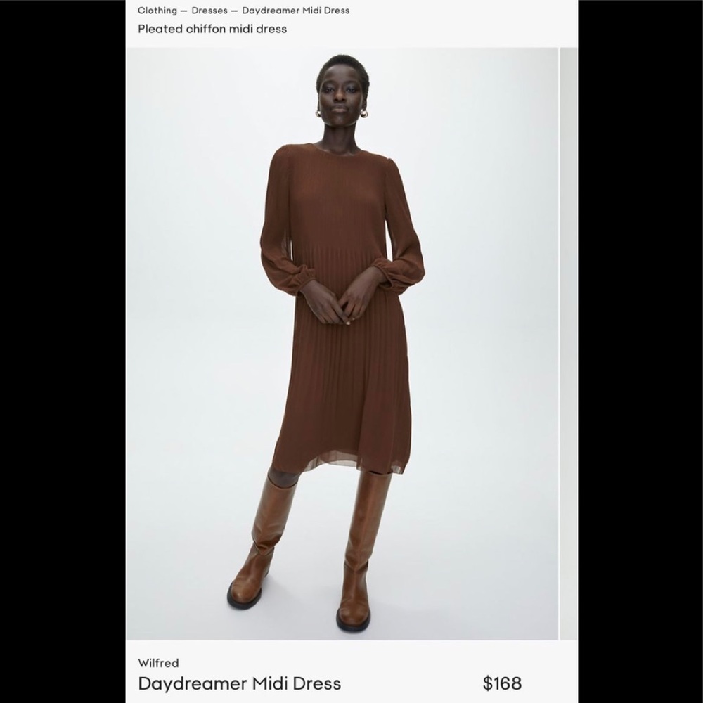 NWT Wilfred Daydreamer Midi Dress in Cognac
